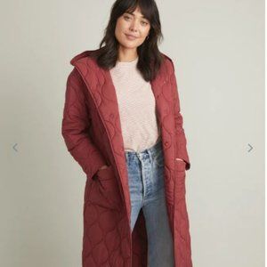 Long Line Quilted Overcoat in Ruby Wine - Small / Ruby Wine
